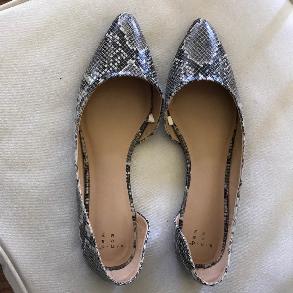 Pair faux snakeskin flats